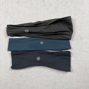 Lululemon Women’s Headbands Lot of 3 Black Blue Gray Yoga Running Workout